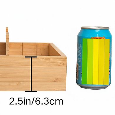 Bamboo Storage Tray with 5 Custom Dividers Deep Drawer Organizer for Kitchen Office Living Room