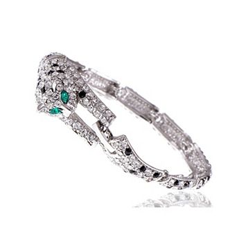 Crystals Elements Black Spotted Exotic Leopard Cheetah Costume Bangle Bracelet