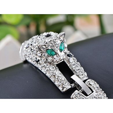 Crystals Elements Black Spotted Exotic Leopard Cheetah Costume Bangle Bracelet