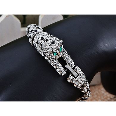 Crystals Elements Black Spotted Exotic Leopard Cheetah Costume Bangle Bracelet