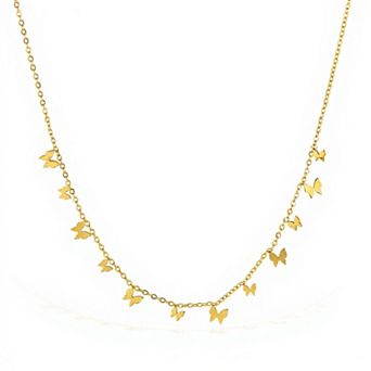 Butterfly Charm Necklace with Delicate Miniature Pendant Accents and Dainty Chain Design