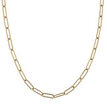 Women's Stainless Steel Chain Fashion Necklace with 18K Gold Plating, Adjustable Length