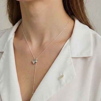 Women's Adjustable Heart Pendant Necklace with Polished Metal Chain