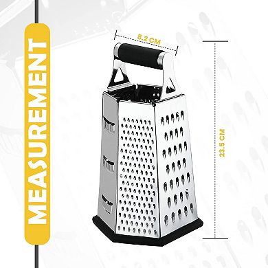 6 Sided Kitchen Cheese Grater & Shredder with Sharp Blades