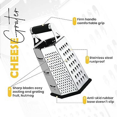 6 Sided Kitchen Cheese Grater & Shredder with Sharp Blades