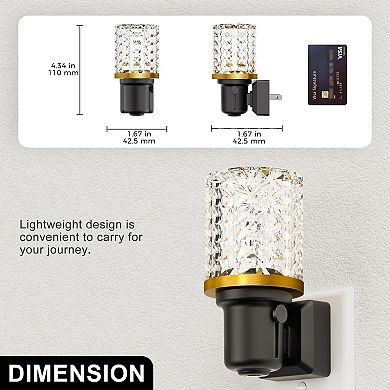 1W Integrated LED Plug In Night Light White 5000K Diamond Crystal Shade Adjustable Light 1 Pack