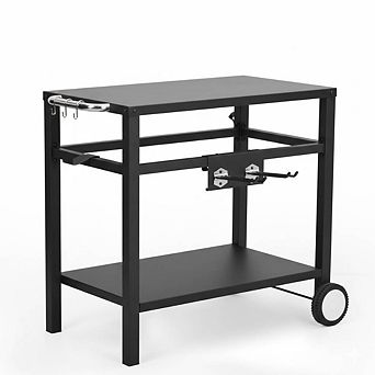 Outdoor Grill Cart with Wheels & Rolling BBQ Prep Station
