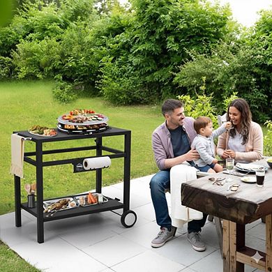 Outdoor Grill Cart with Wheels & Rolling BBQ Prep Station