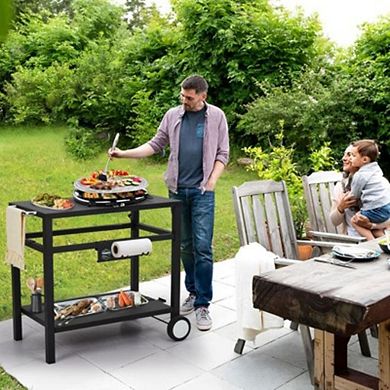 Outdoor Grill Cart with Wheels & Rolling BBQ Prep Station