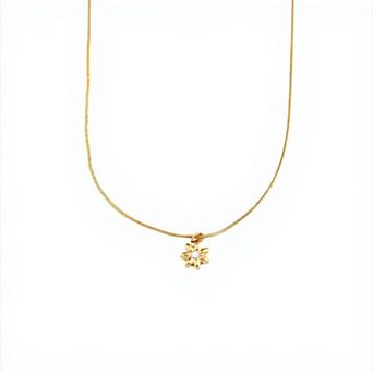 Women's Dainty Flower Pendant Necklace with Crystal Center and Fine Chain Design 18 in