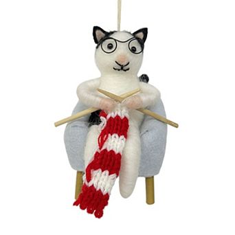 St. Nicholas Square® Cat Knitting Christmas Ornament