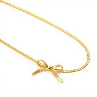 Bow Accent Chain Necklace Minimalist Ribbon Design Delicate Lightweight Jewelry