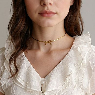 Bow Accent Chain Necklace Minimalist Ribbon Design Delicate Lightweight Jewelry