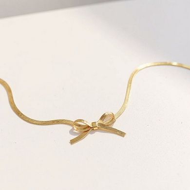Bow Accent Chain Necklace Minimalist Ribbon Design Delicate Lightweight Jewelry