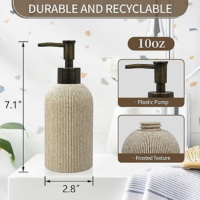 KSIZUIS Beige Resin Soap Dispenser Set - 10 oz Refillable Bottles with Rust-Proof Pumps