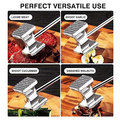 Dual-Sided Meat Tenderizer With Wooden Handle