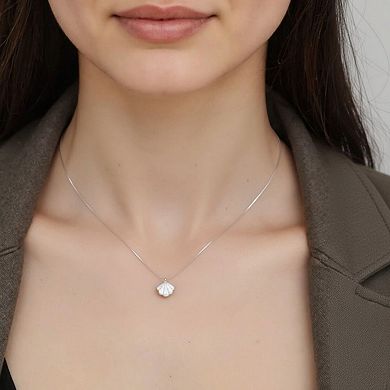 Women's Irregular Shell Pendant Necklace with Delicate Chain and Minimalist Design