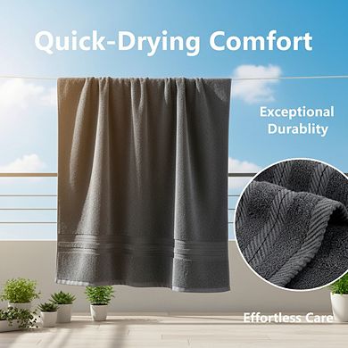 KSIZUIS 4-Pack 30"x60" 100% Ring Spun Cotton Bath Towels-Grey,Lightweight,Absorbent&Quick Drying