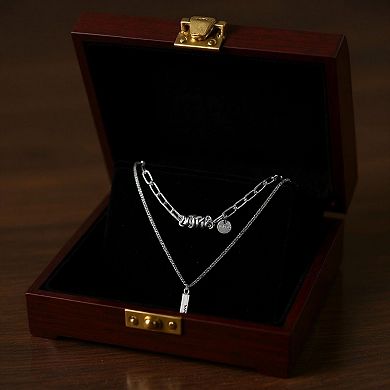 Women's Layered Chain Necklace with Engraved Dreams Pendant and Link Chain Design
