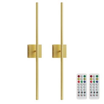 28.3 in Rechargeable Smart Wall Lights 2 Pack Gold RGBCW APP Remote Music Sync 8000mAh