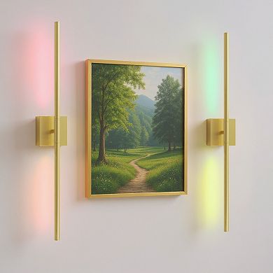 28.3in Rechargeable Smart Wall Lights 2 Pack Gold RGBCW APP Remote Music Sync 8000mAh
