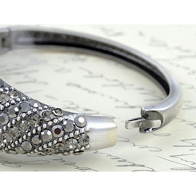 Grey Metallic Silvery Round Circle Crystal Cuff Bracelet