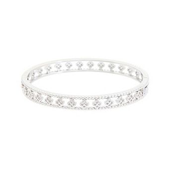 Juvell 18k White Gold Flash Plated Cubic Zirconia Bangle Bracelet