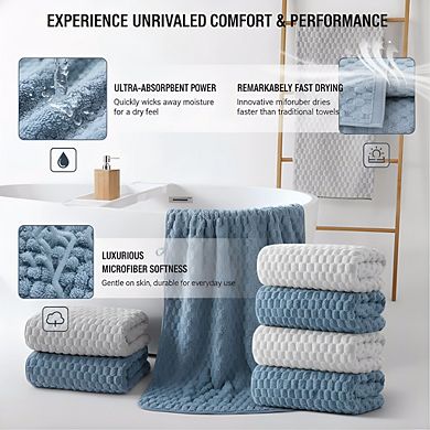 KSIZUIS 4-Pack 27"x55" Microfiber Bath Towels-Absorbent,Quick Drying,Soft for Gym & Spa