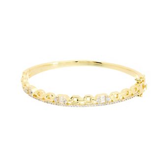 Juvell 18k Gold Flash Plated Cubic Zirconia Bangle Bracelet