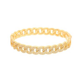 Juvell 18k Gold Flash Plated Cubic Zirconia Link Bangle Bracelet