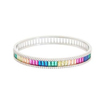 Juvell 18k Gold Flash Plated Cubic Zirconia Bangle Bracelet