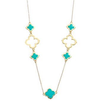 Juvell 18k Gold Flash Plated Blue Clover Necklace