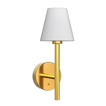 14.9 in Rechargeable Smart Wall Light 2 Pack Gold Fabric Shade RGBCW APP Remote Dimmable