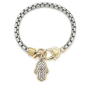 Juvell 18k White Gold Flash Plated Evil Eye Cubic Zirconia Bracelet