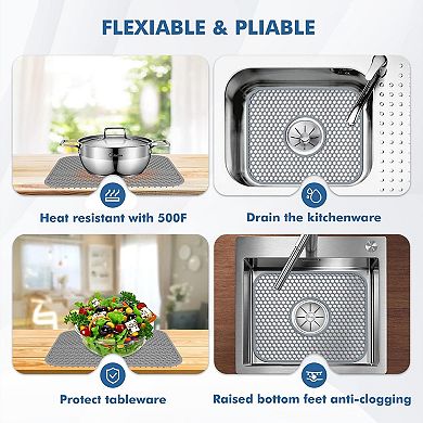 Silicone Sink Protectors for Kitchen Sink with Center Drain,13.58 x 11.6inch