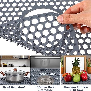 Silicone Sink Protectors for Kitchen Sink with Center Drain,13.58 x 11.6inch