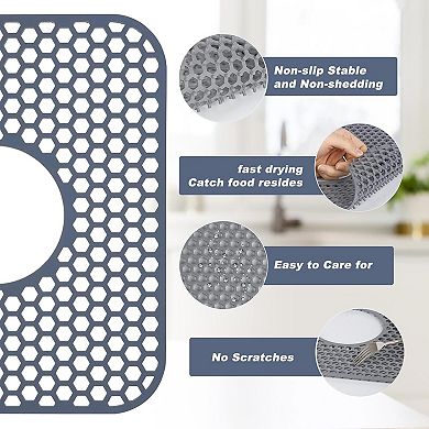 Silicone Sink Protectors for Kitchen Sink with Center Drain,13.58 x 11.6inch