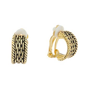 Juvell 18k Gold Flash Plated Twisted Clip-On Earrings