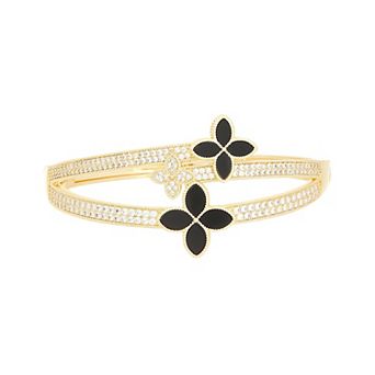Juvell 18k Gold Flash Plated Cubic Zirconia Floral Bangle Bracelet