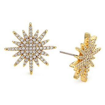 Juvell 18k Gold Flash Plated Cubic Zirconia Star Stud Earrings