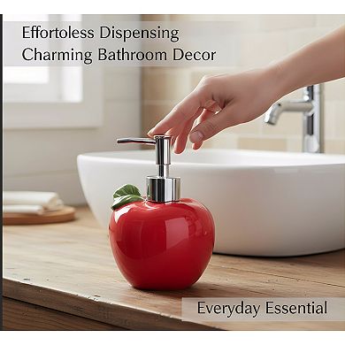 KSIZUIS Refillable 14oz Kitchen & Bathroom Soap Dispenser - Apple Shape Lotion Bottle