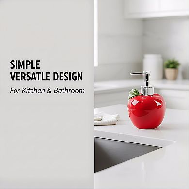 KSIZUIS Refillable 14oz Kitchen & Bathroom Soap Dispenser - Apple Shape Lotion Bottle