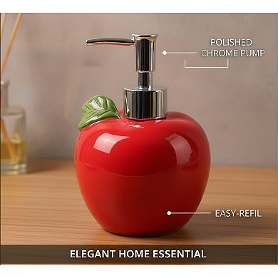KSIZUIS Refillable 14oz Kitchen & Bathroom Soap Dispenser - Apple Shape Lotion Bottle