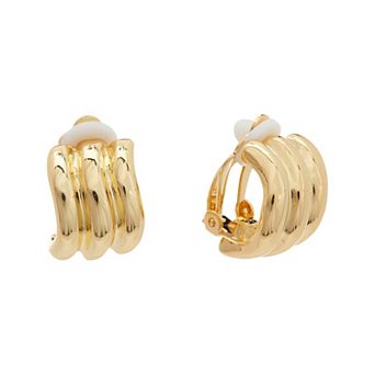 Juvell 18k Gold Flash Plated Fancy Wavy Clip-On Earrings