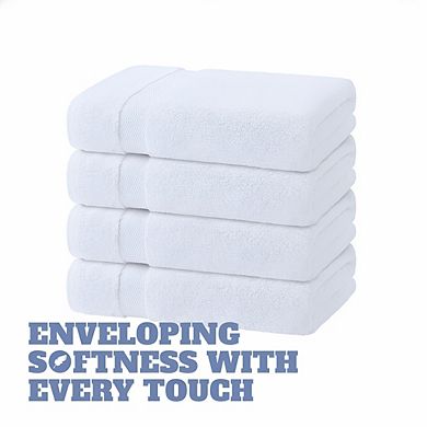 KSIZUIS 4-Pack 100% Cotton 27"x54"650GSM Bath Towels - Extra Absorbent Soft White