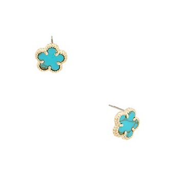Juvell 18k Gold Flash Plated Blue Clover Stud Earrings