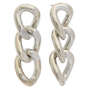 Juvell 18k White Gold Flash Plated Drop Link Earrings