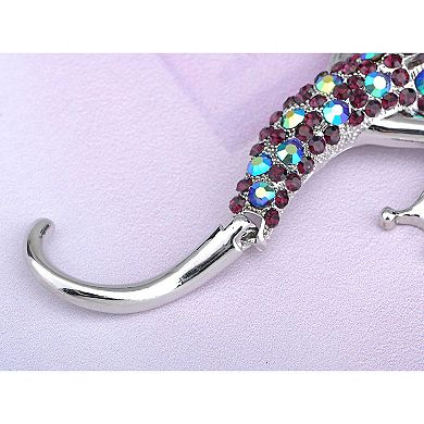 Womens Silvery Tone Burgundy Red Colored Rhinestones Lizard Gecko Brooch Pin