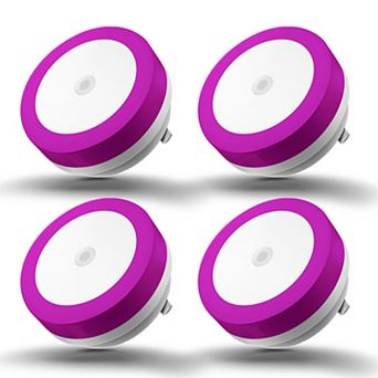 0.6W Plug in Integrated LED Night Light with Light Sensor Purple 4 Pack