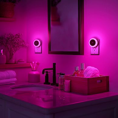 0.6W Plug in Integrated LED Night Light with Light Sensor Purple 4 Pack